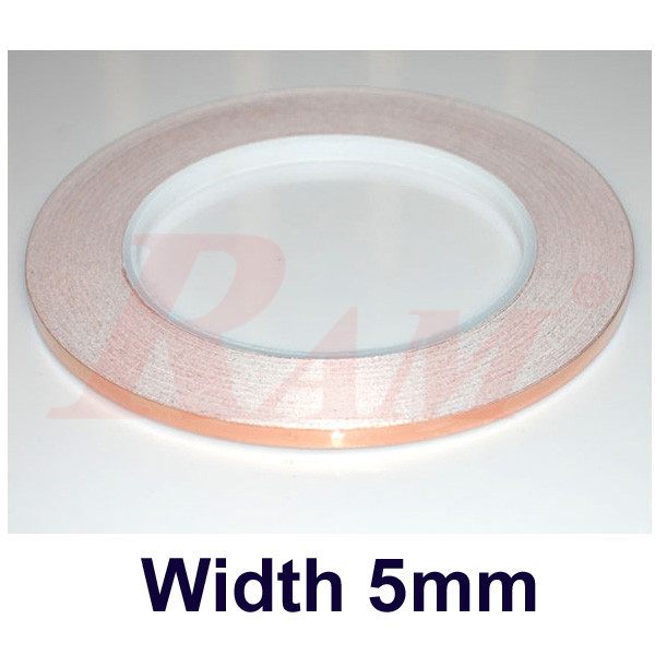Copper Foil Conductive Tape Adhesive Roll - Width 5mm