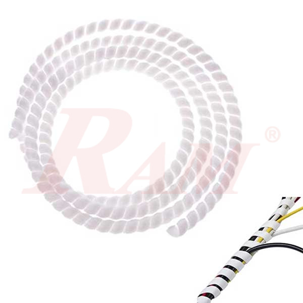Spiral Wrapping Band 10mm/2meter Roll شريط انبوب حلزوني مرن لتغليف وضم وتنظيم الكبلات والاسلاك - القطر 10 ملم طول 2 متر