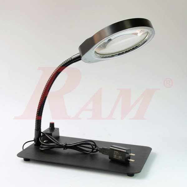 PD-032C Glass 10X Desk Magnifier With Adjustable Brightness LED عدسة مكبرة زجاجية مكتبي تكبير 10 مرات مع اضاءة ليد قابلة للتعديل