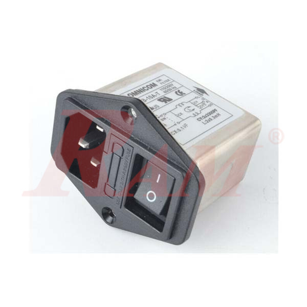 AC Power EMI Filter Connector With On/Off Switch & Fuse Compartment