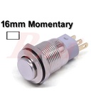 Metal Switch Momentary 16mm White LED Ring Water/Dustproof مفتاح لحظي Tack معدني 16 ملم معدن مقاوم للماء والاتربة مع اضائة LED باللون الابيض
