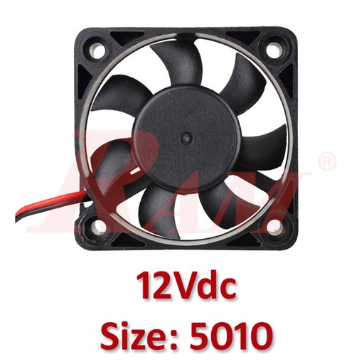 [FAN.12VDC.5010] Cooling Fan 12Vdc Size 50x50x10mm مروحة تبريد 12 فولت