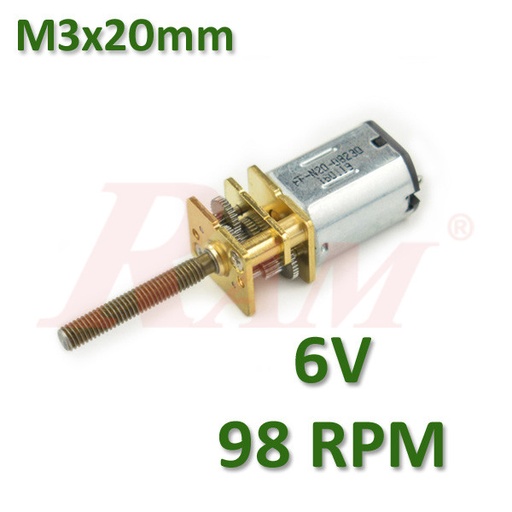 [DC.MICRO.LS.6V.20MM.98RPM] Micro Metal 6V DC Geared Motor With 20mm Lead Screw Shaft 98RPM ماتور جيربوكس 6 فولت 98 لفة/د مع اكس مسمار 20 ملم