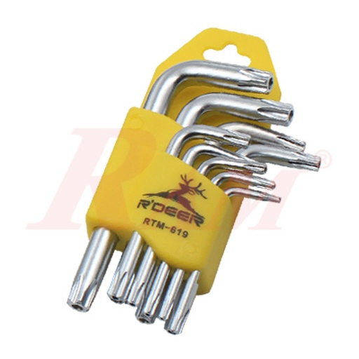 [RTM619.STAR.KEY] RTM-619 Star Key Wrench With Hole Set Size T10~T50 (9 Pieces) طقم مفاتيح نجمة مثفوب مقاس T10~T50 مكون من 9 قطع