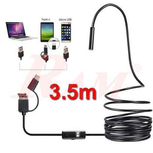 [ENDOSCOPE.3.5M] Endoscope Camera 3.5 Meter Cable Length - Waterproof USB OTG Borescope