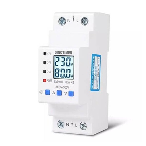 [SVP917.80A.PROTECTOR] SVP-917 1-Phase 80A V/A ac Protector + Energy Meter