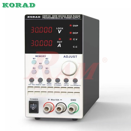 [PS.KWR102.KORAD] KWR102 Programmable Wide-Range DC Power Supply, 0~30V, 0~30A, 300W مزود طاقة  باور صبلاي تيار مستمر DC واسع النطاق قابل للبرمجة من 0 الى 30 فولت ومن 0 الى 30 امبير بقدرة 300 وات