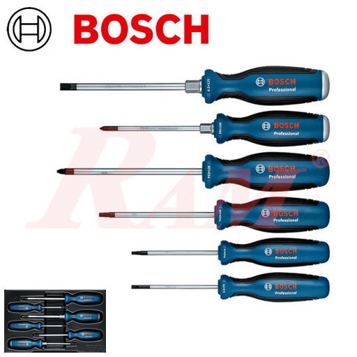 [BOSCH.1600A02CV3] BOSCH Screwdriver Set SL/PH/PZ/TX 6 pcs Professional (SKU# 1 600 A02 CV3) طقم مفكات بوش احترافي