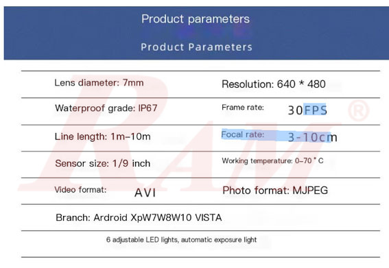 Endoscope 3.5m Camera 7.0 mm USB OTG Borescope