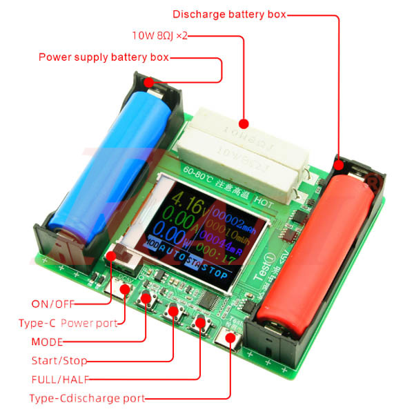 CH-3.0 Battery Capacity Tester MAh MWh For Battery 18650