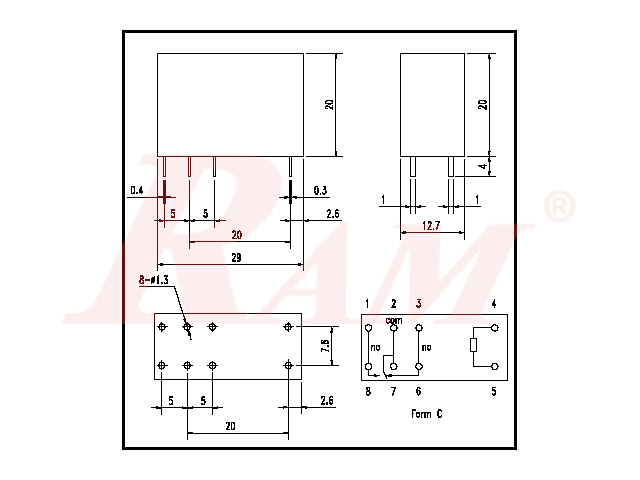 Re8-Relay 12V 8pin 16A