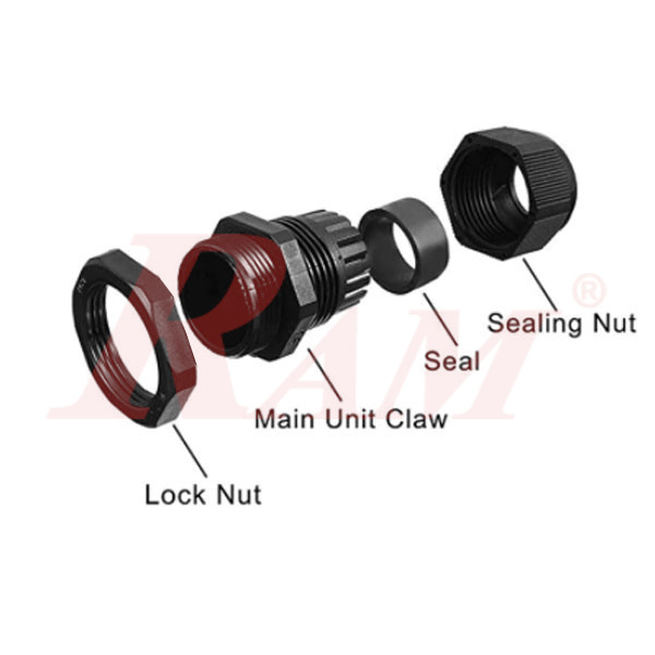 PG9 White Plastic Cable Gland (4~8mm) Connector Waterproof