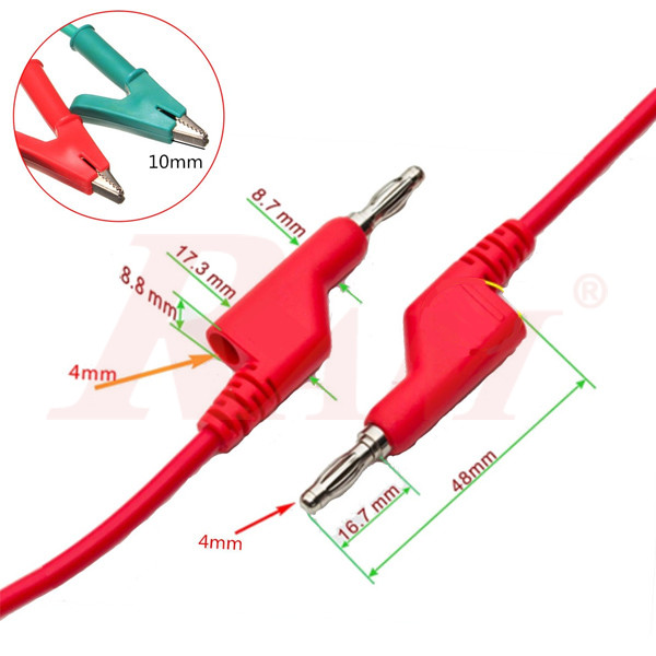 4mm Banana Plug Silicone Wire 15A to Crocodile Alligator Clip Test Probe - Red