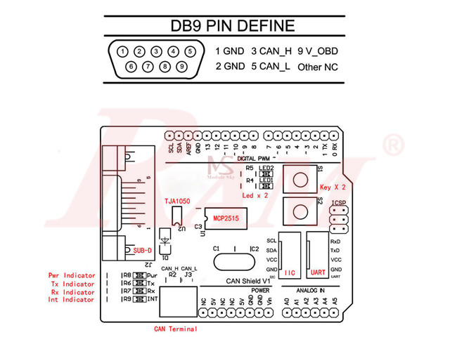 Arduino Shield - CAN BUS (OBD) Shield MCP2515