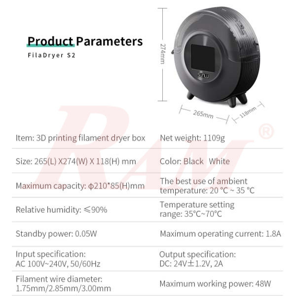 Fila Dryer S2 - 3D Filament Dryer Box,