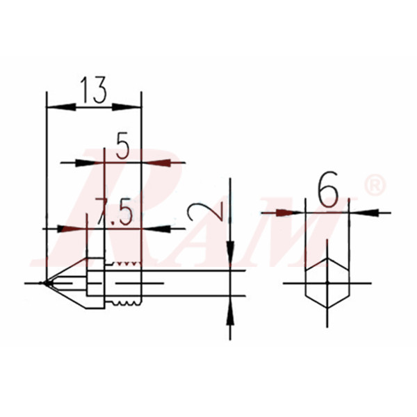 3D Printer Nozzle Copper 0.4mm Extruder Threaded 1.75mm 3.0mm MK7 MK8