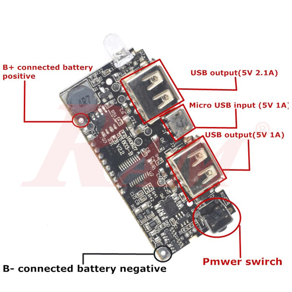 Power Bank Module With LCD Dual USB 5V 1A 2.1A And 18650 Lithium Battery Charger (SKU#A671)