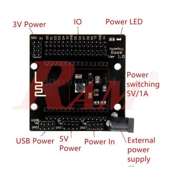 NodeMCU Lua V3 Baseboard Breakout Board