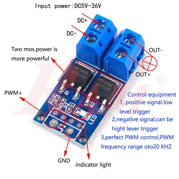 Kit MOSFET 15A 400W - Trigger Switch Drive Module With PWM Regulator Control