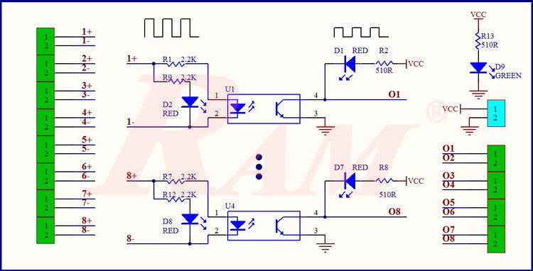 PLC Signal Level Converter 8 Channel 24V TO 5V Optocoupler Isolation Module NPN Output