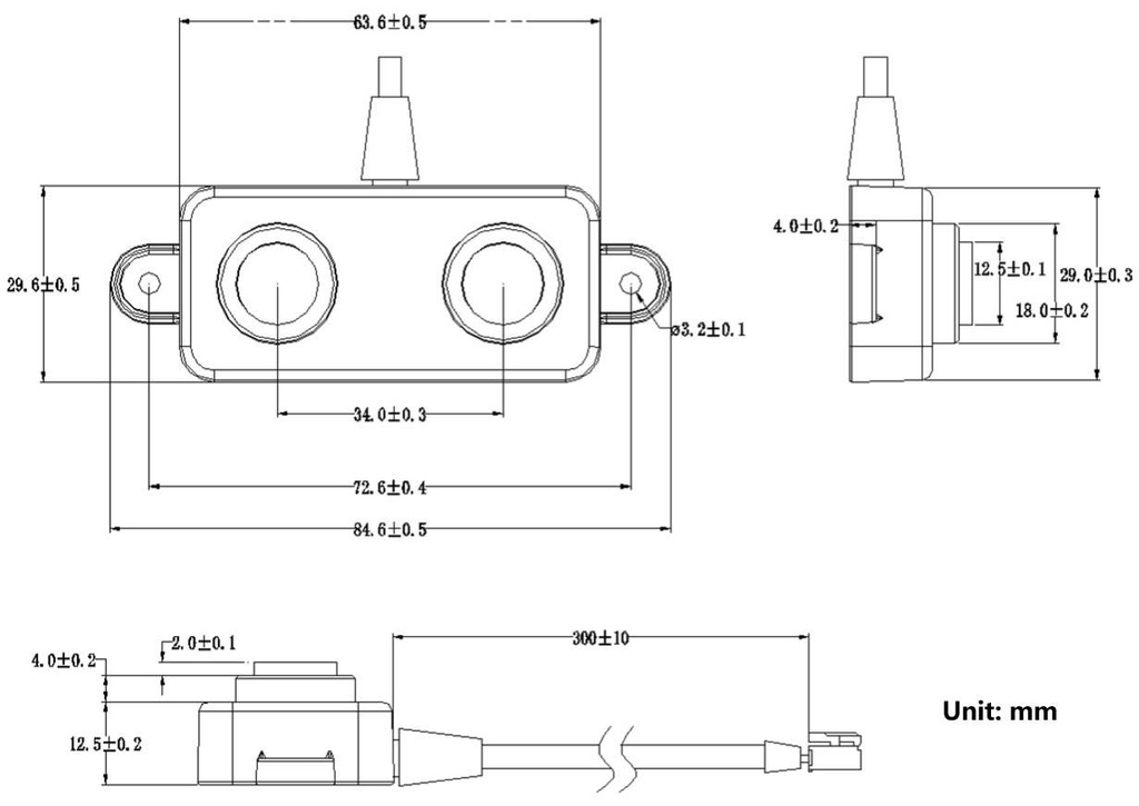 Waterproof Ultrasonic Distance Sensor A02YYUW (3~450cm, UART, IP67)