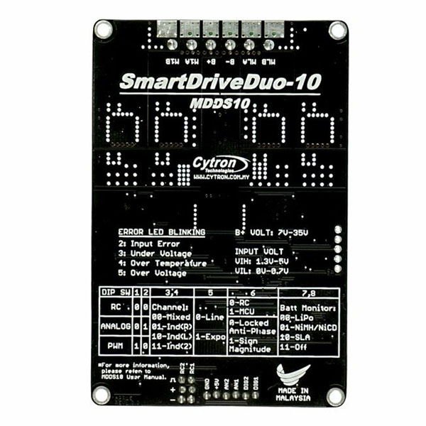 Smart Drive Duo-10 MDDS10 Cytron 10Amp 7V-35V SmartDrive DC Motor Driver Dual Channels)