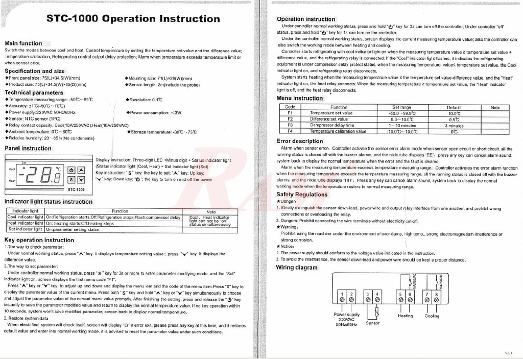 STC1000 Thermostat Temperature Control