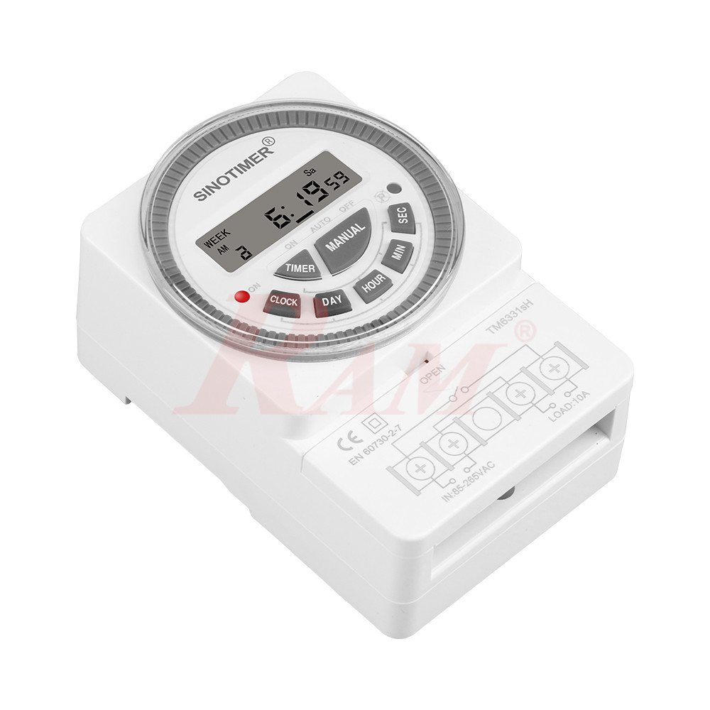 TM6331sH-2/220Vac Dain Rail Mount Timer Switch 30A/220Vac - With Seconds Intervals Timer