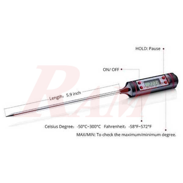 TP-101 Digital Thermometer With Metal Probe