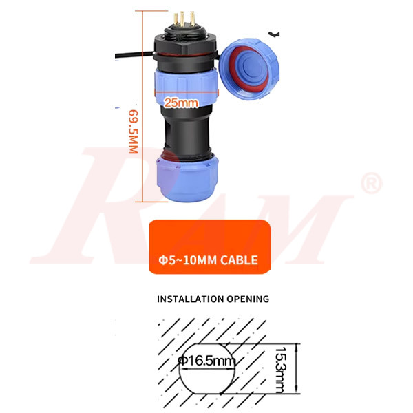 KF17-9pin IP68 Waterproof Dustproof Connector