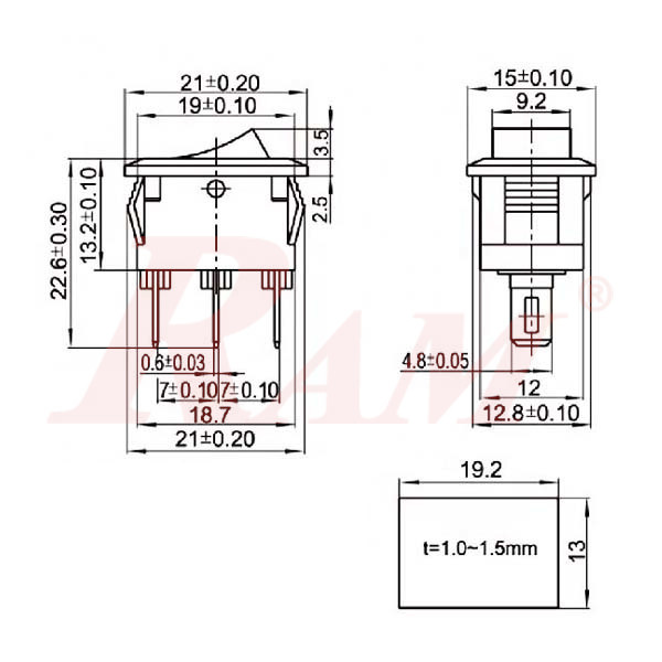 SW4 - ON/OFF/ON Switch 3 pin