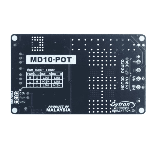 MD10-POT Cytron 10Amp 7V-30V Potentiometer & Switch Control DC Motor Driver (1 Channel)