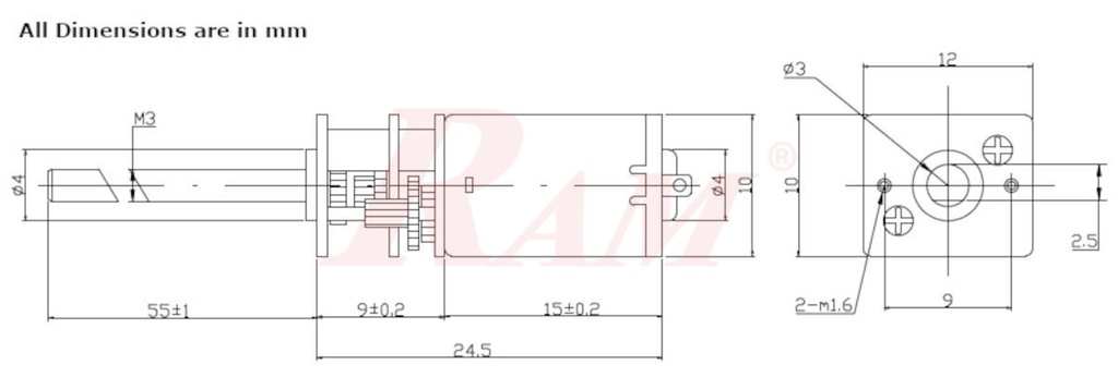 Micro Metal 6V DC Geared Motor With 55mm Lead Screw Shaft 200RPM