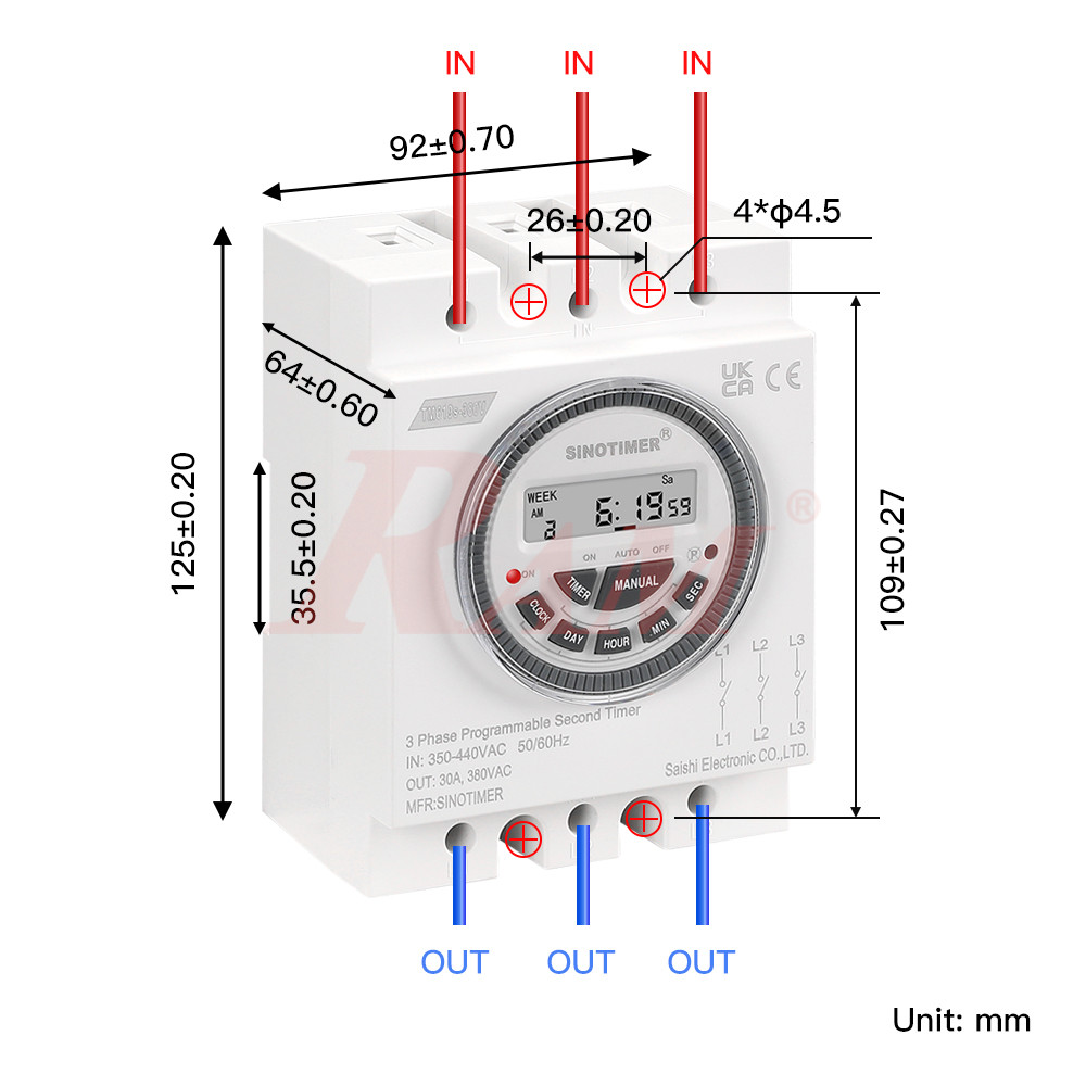 TM619-380Vac 3-Phase Timer Switch 30A/380Vac