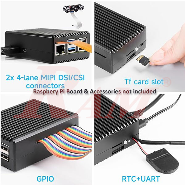 Enclosure For Raspberry Pi 5 Stripe Metal Aluminum Case