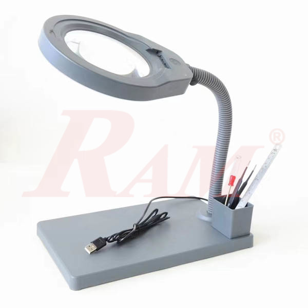 PD310 Glass 10X Desk Magnifier With Adjustable Brightness LED + Cup Holder