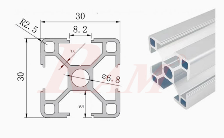 3030 Aluminum Profile 30x30x2000mm - Model SY3030