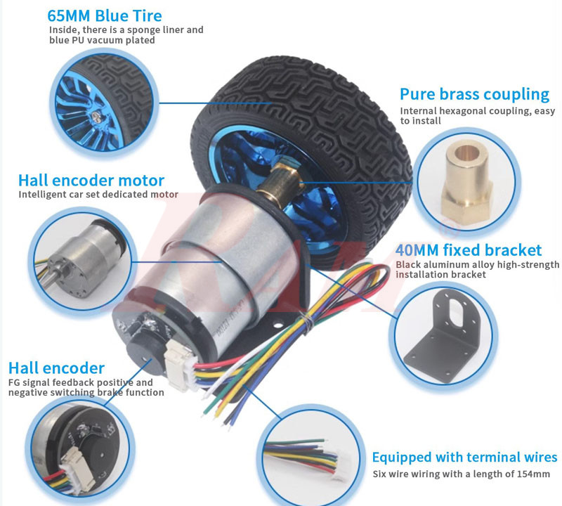 JGB37-520 DC Geared Motor 6Vdc 30 rpm Complete Set With Encoder