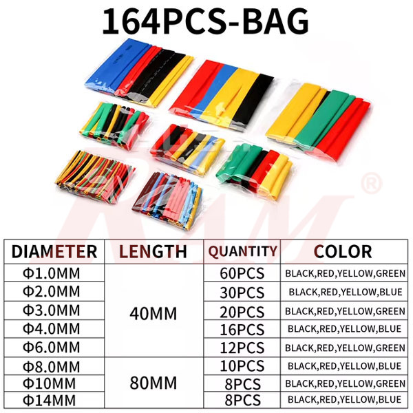 Bag of Heat Shrink 164pcs/set Color