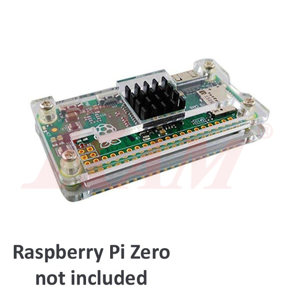 Enclosure For Raspberry Pi ZERO/ZERO W/ZERO W2 - Clear Case With Heat Sink