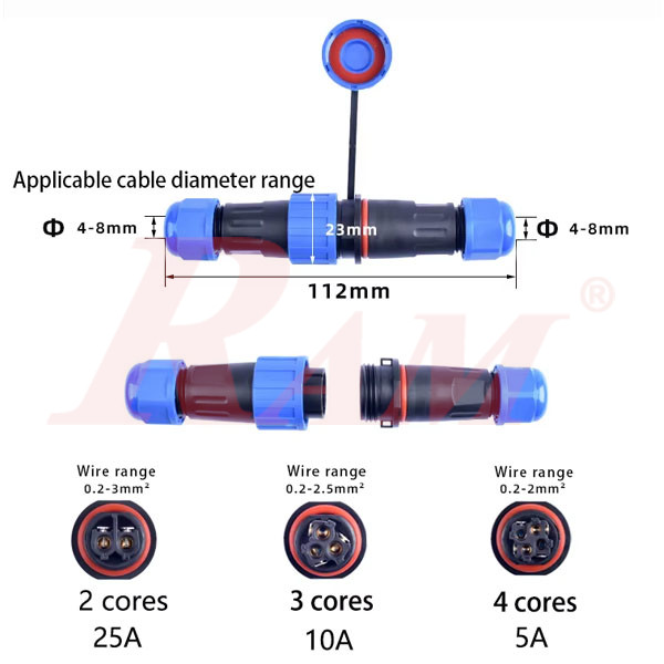 LD16-Docking IP67 - 2pin  Waterproof Dustproof Connector - Water Depth 1m