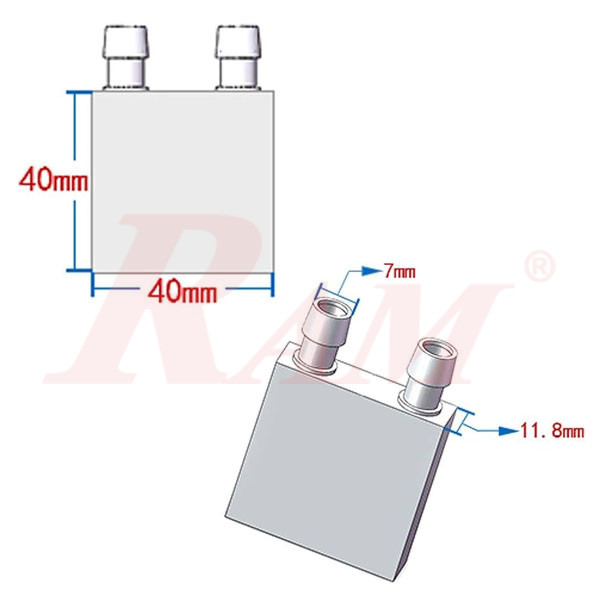 Aluminum Water Block 40x40 mm For Thermoelectric Cooler (Peltier)