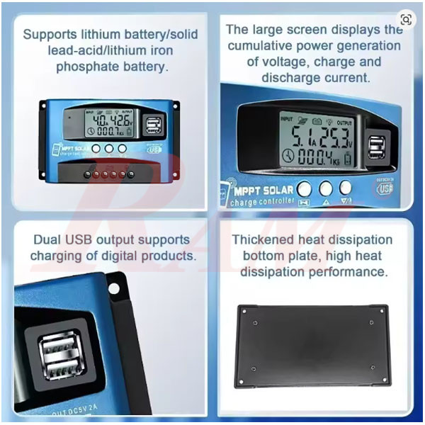 MPPT 60A Solar Charge Controller 12V/24V- With Bluetooth Mobile APP