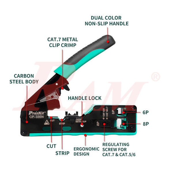 Pro'sKit® CP-335N CAT-7 Modular Plug Crimping Tool