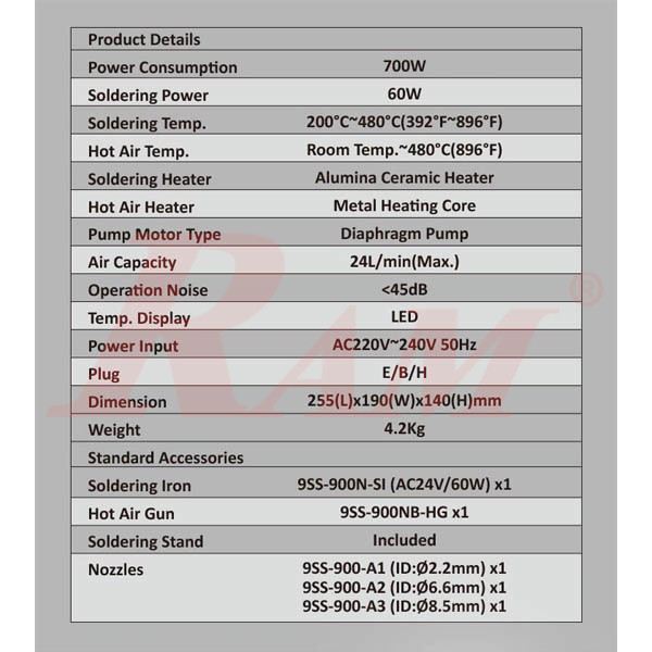 Pro'sKit® SS-989H 2 in 1 SMD Hot Air Rework Station 700W