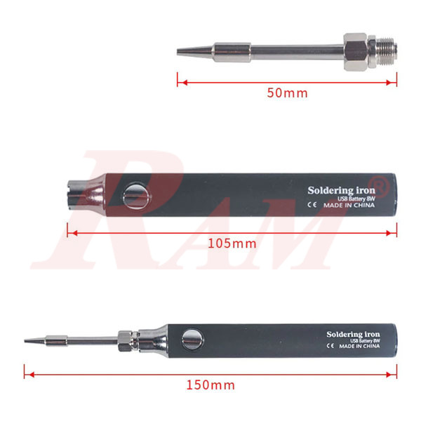HV-8W Portable Soldering Iron 8W - With Built-in Battery - USB Charging Adjustable Temperature Soldering Iron Kit