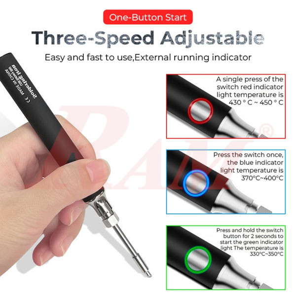 HV-8W Portable Soldering Iron 8W - With Built-in Battery - USB Charging Adjustable Temperature Soldering Iron Kit