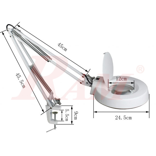 LT86A Glass 10X Big Magnifier Movable Arm With LED Light