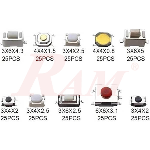 Box of 250pcs Tack Button Switch Kit