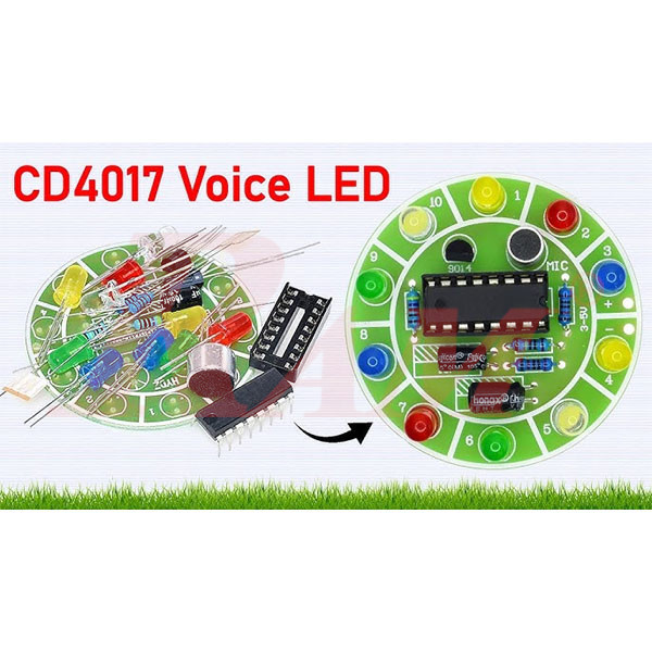DIY CD4017 Colorful Voice Control Rotating LED Light Project
